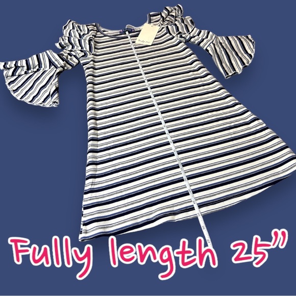 ๐HOST PICK๐NWT Truly Me Girls By Sara Sara Stripped Ruffle Sleeve Dress. 10 - Picture 4 of 12